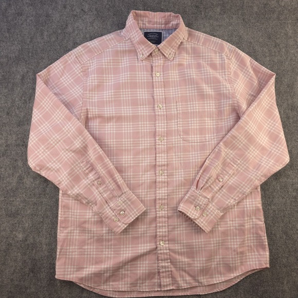 Charles Tyrwhitt Shirt Large Classic Fit Pink Plaid Long Sleeve Button Down - Picture 1 of 10